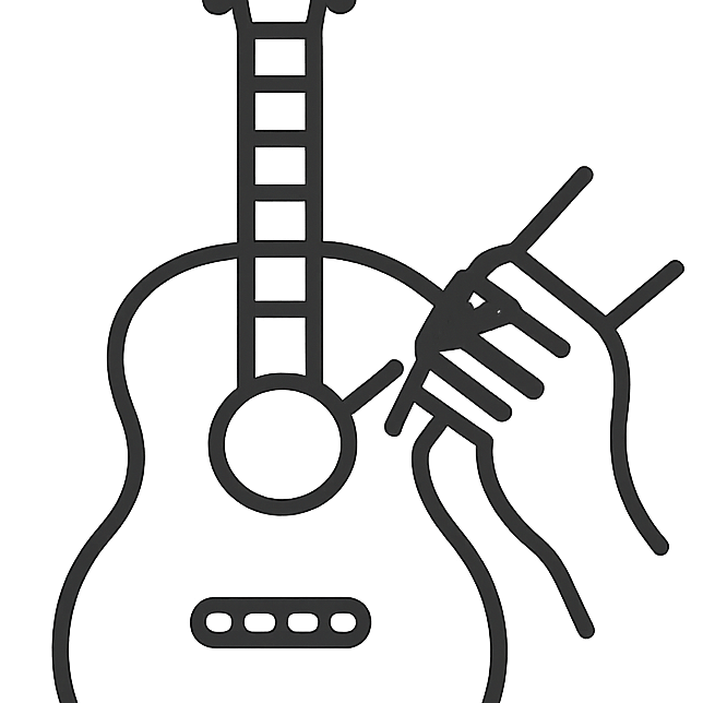 This grey guitar icon serves as a button to skip track forward when selected.